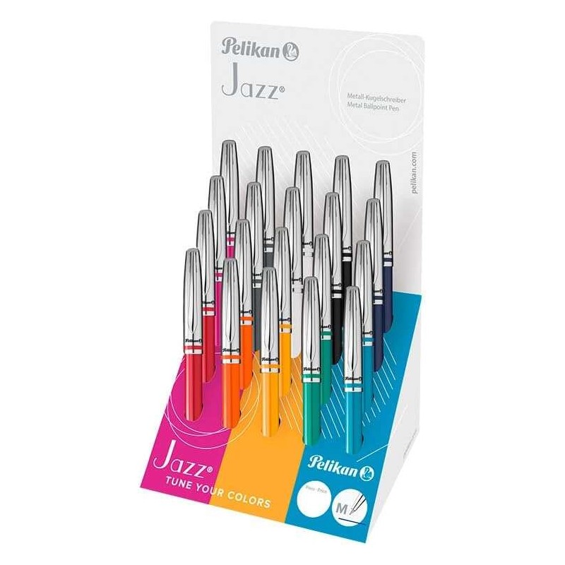 Pelikan Display di 20 penne a sfera Jazz Classic Collection - Design classico ed elegante - Inchiostro di alta qualità 