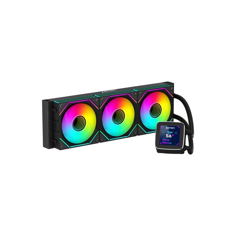 Kit di raffreddamento a liquido Abysm Oceanic LCD 360 ARGB - 3 ventole da 120 mm - Illuminazione ARGB - Display LCD da 2