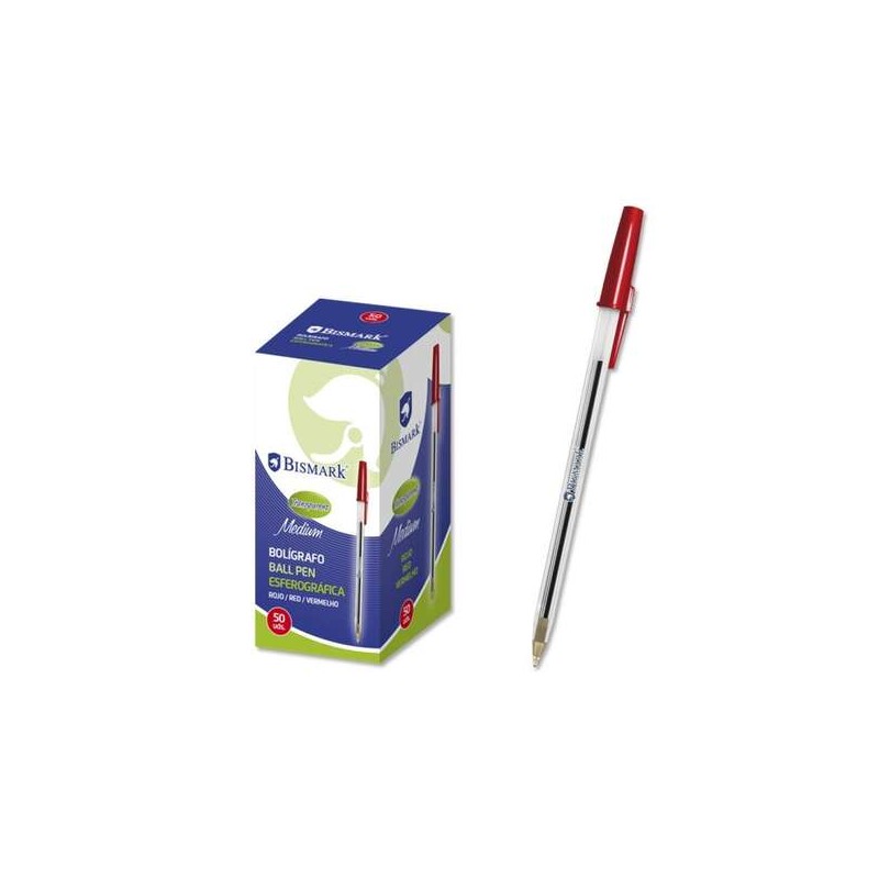 Penna a sfera Bismark - Punta tonda - Cappuccio e colore dell'inchiostro - Colore rosso