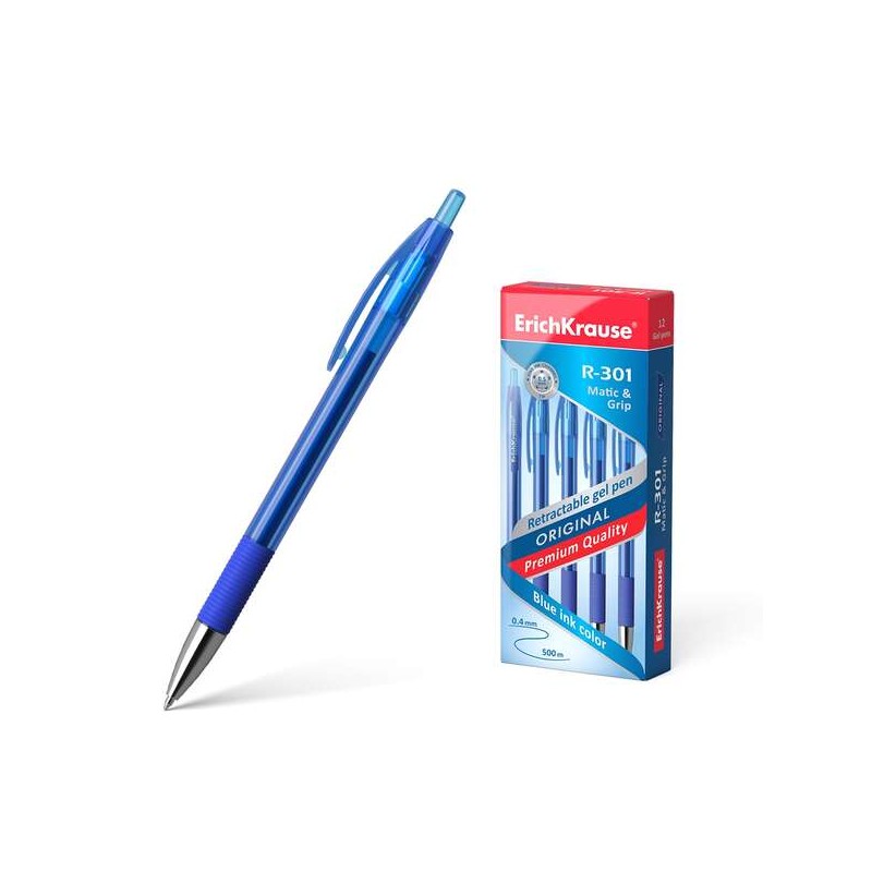 Erichkrause Automatic Gel Pen R-301 Original Gel MaticeGrip - Punta da 0.5 mm - Inchiostro gel a rapida essiccazione - F