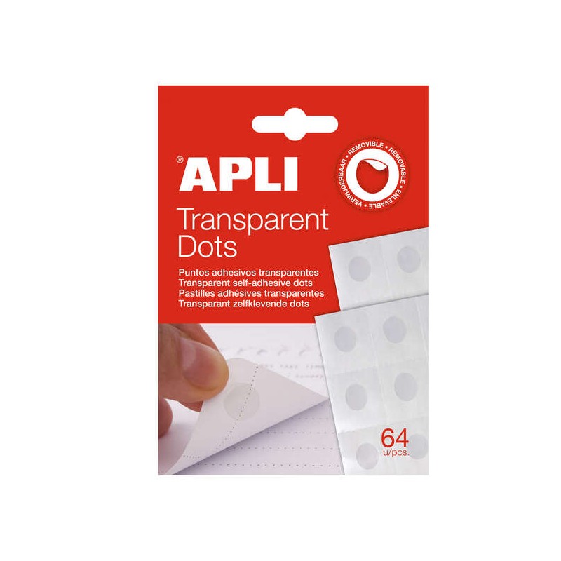 Apli Confezione da 64 punti adesivi rimovibili - Adesivo rimovibile - Facile da usare - Ideale per l'artigianato e l'uff