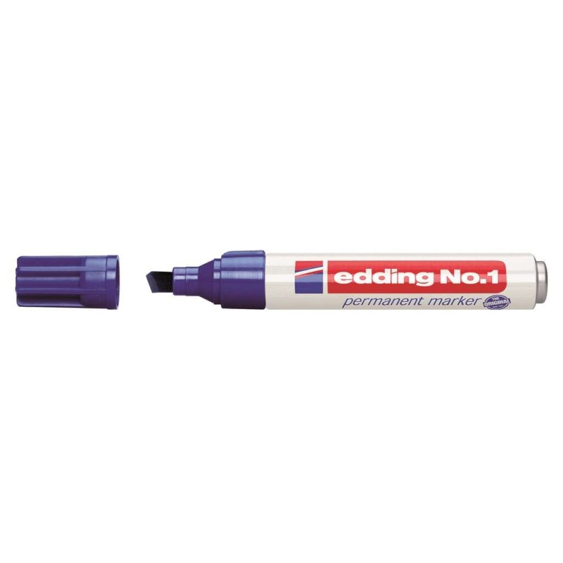 Marcatore permanente Edding Nº1 - Punta smussata - Linea da 1 a 5 mm - Ricaricabile - Asciugatura istantanea - Colore b