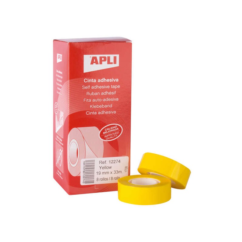 Nastro adesivo in polipropilene Apli 19 mm x 33 m - Impermeabile e resistente alle intemperie - Facile da tagliare con l
