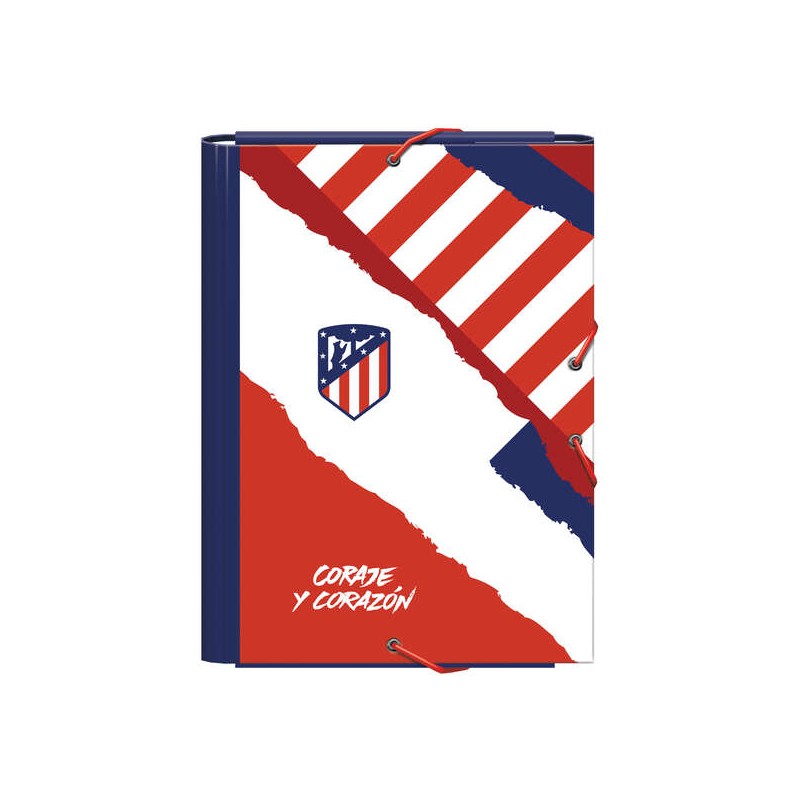 Cartella in cartoncino plastificato foderato Dohe Atletico de Madrid Courage and Heart - 3 lembi - Formato Folio - Fogli