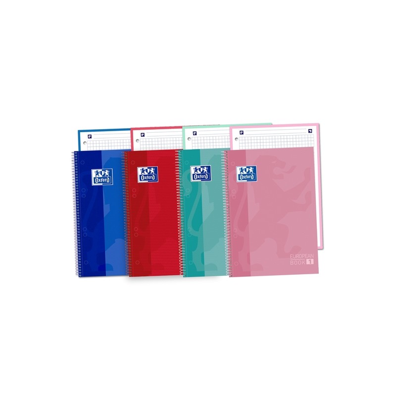 Oxford School Classic A5+ Europeanbook A5+ Taccuino A5+ Griglia 5x5mm - 80 fogli microperforati - Copertina rigida - Col