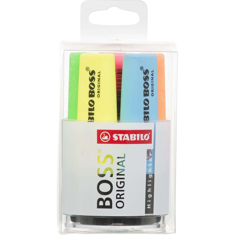 Stabilo Boss 70 Confezione da 6 evidenziatori - Pratica penna da tavolo - Linea da 2 a 5 mm - Ricaricabile - Inchiostro 