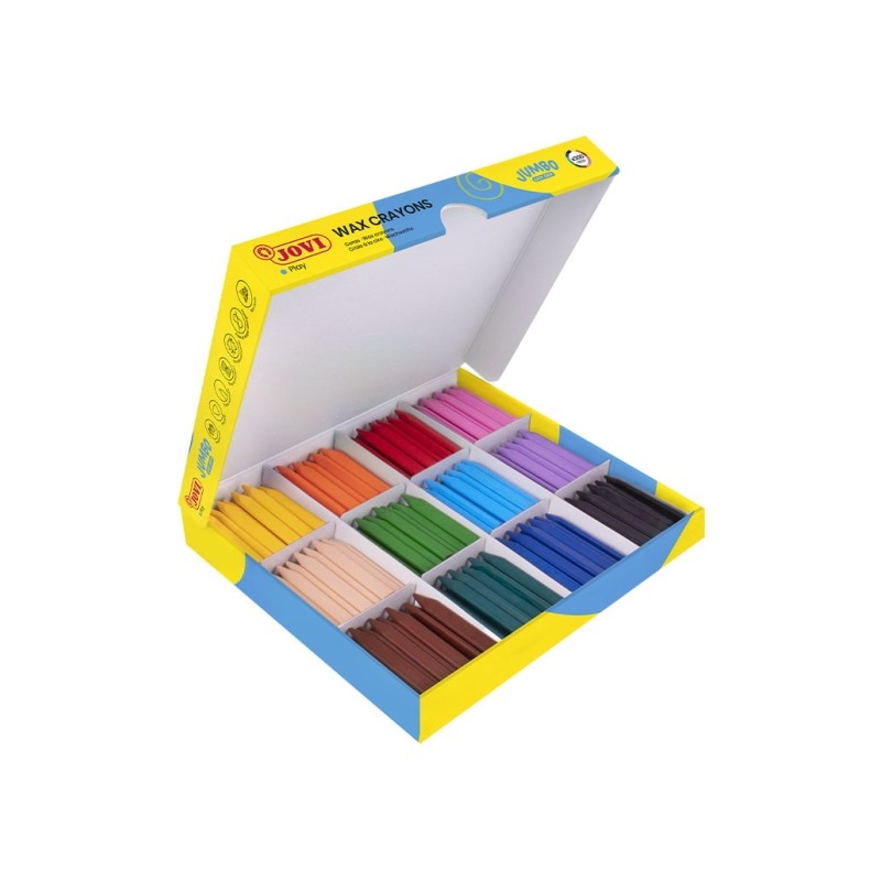 Jovi Jumbo Easy Grip Scatola da 300 pastelli a cera triangolari - Super resistenti - non si sbavano e non si rompono - f