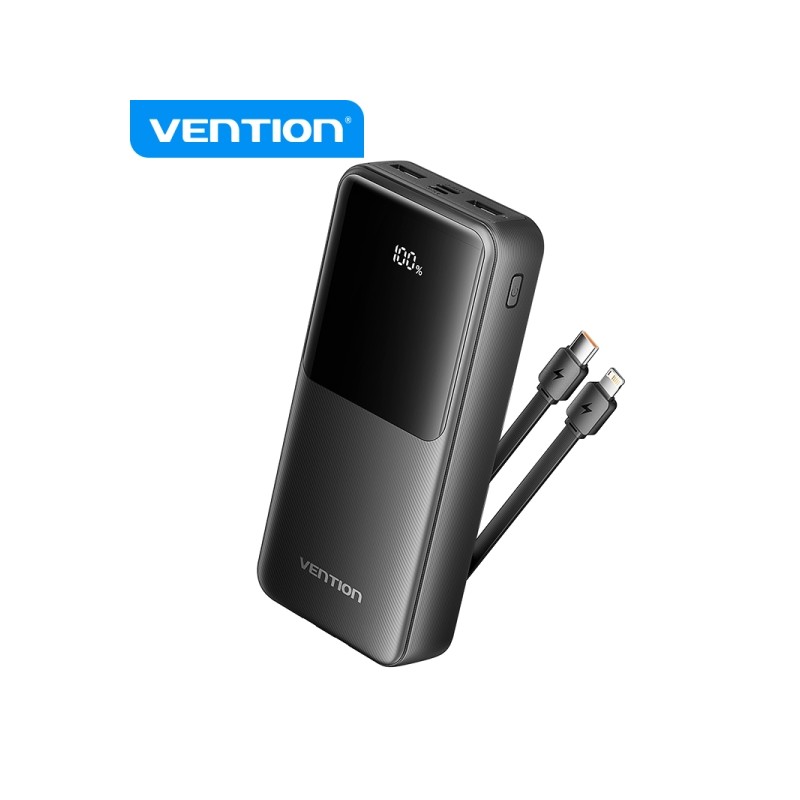 Vention Power Bank 20.000mAh - Interfacce multiple - Alta capacità di carica - Uscita totale 3A - Colore nero