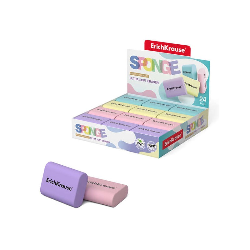 Gomma di spugna Erichkrause - Gomma super morbida - Forma ergonomica - Eco-Pvc ipoallergenico - Colore bianco