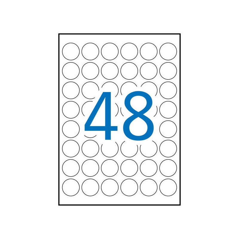 Apli Confezione da 1.200 etichette rotonde Ø 30 mm - 25 fogli per 48 etichette - Adesivo permanente - Colore bianco