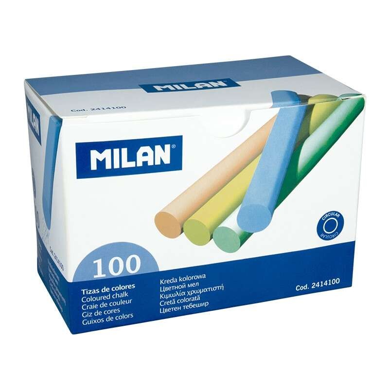 Milano Confezione da 100 Gessetti - Rotondi - Senza caseina - Colori assortiti