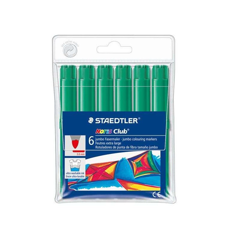 Staedtler Noris Watercolour 340 Confezione da 6 pennarelli grandi - Tratto 3 mm circa - Facilmente lavabile - Inchiostro