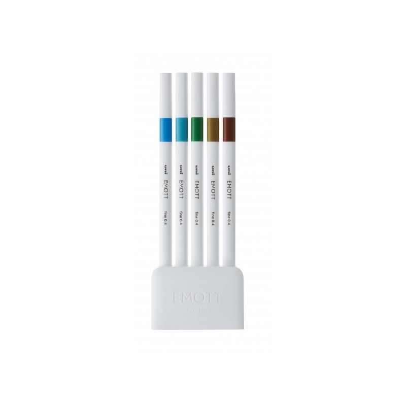 Uni-ball PEM-SY Set Nº4 Emott Island Colors Confezione da 5 pennarelli a tratto fine - Punta da 0.4 mm - Inchiostro a b