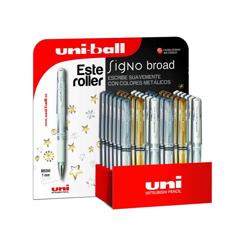 Uni-ball Signo Ampio display di 36 penne a inchiostro gel - Punta a sfera 1 mm - Linea stilografica - Impugnatura in gom
