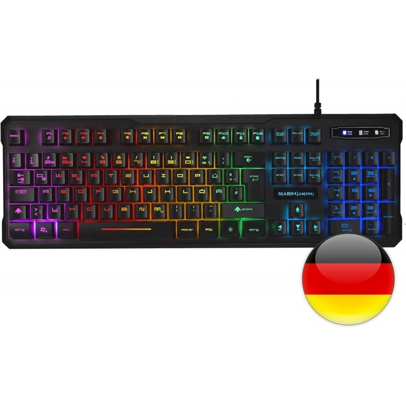 Tastiera da gioco Mars Gaming MK218 - Retroilluminazione RGB a 9 effetti - Tecnologia H-MECH - Antighosting completo - C
