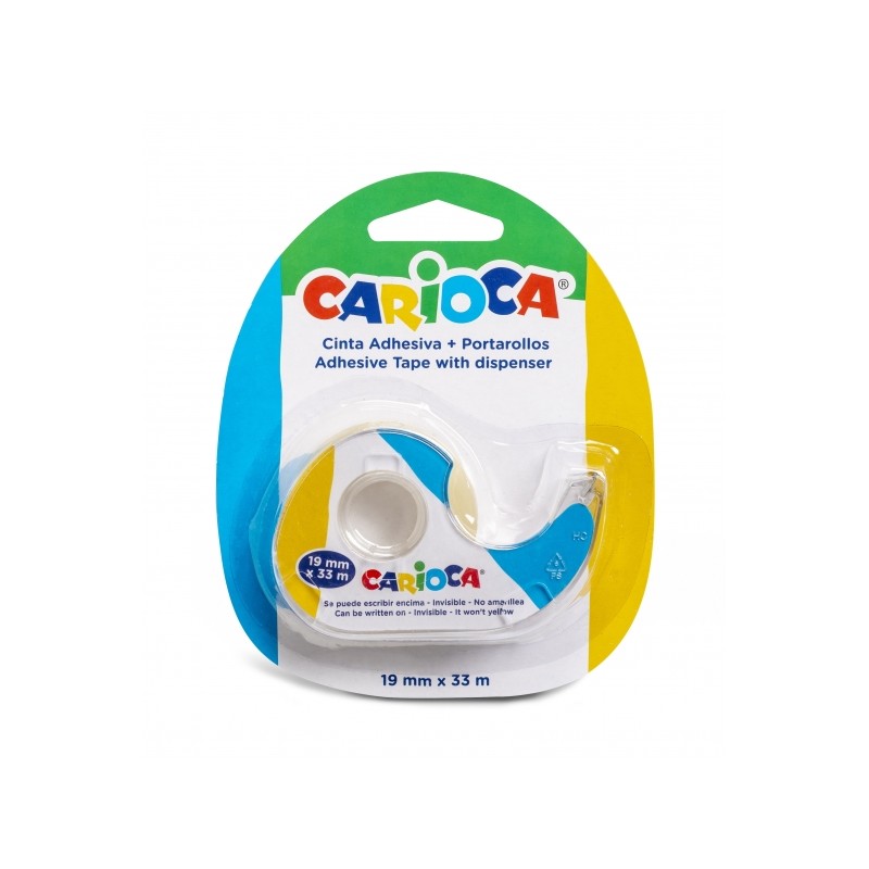 Porta rotolo Carioca + Nastro adesivo trasparente 19mm x 33m - Non ingiallisce nel tempo - Ideale per carta e cartone