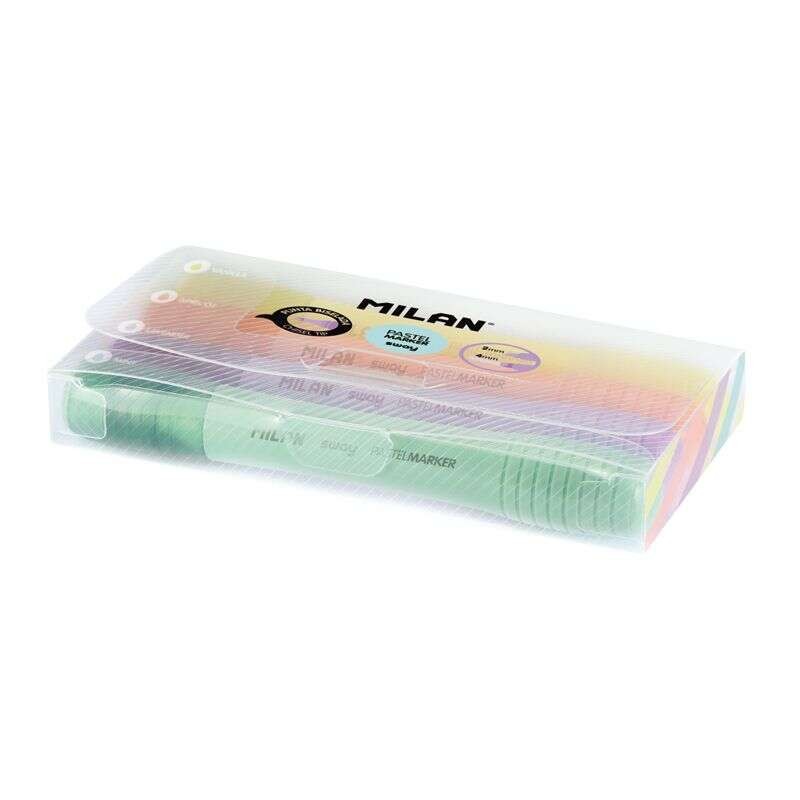 Milan Sway Confezione da 4 pennarelli pastello - Punta smussata 2 - 4 mm - Ideale per sottolineare - Colori pastello ass