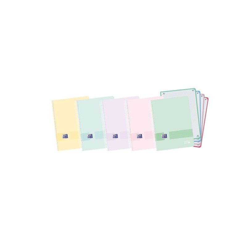 Quaderno europeo Oxford Live e Go A5+ - Copertina in plastica - 120 fogli - Colori assortiti