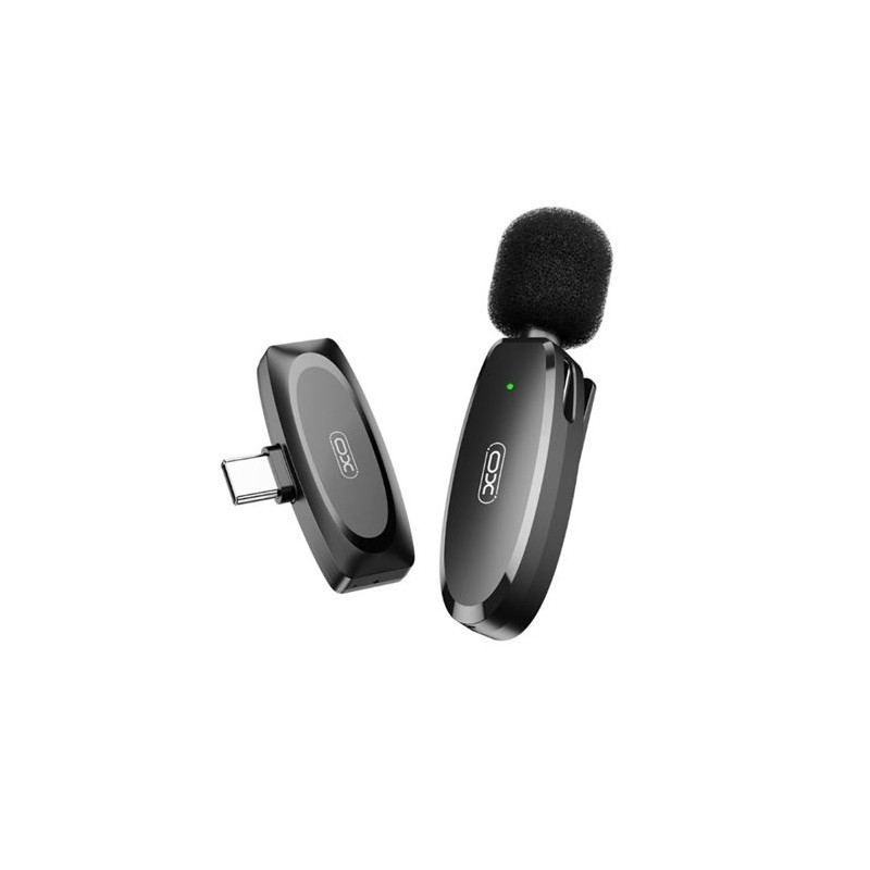 XO MKF08A Microfono lavalier senza fili - Connettore di tipo C - Durata della batteria fino a 6 ore - Portata 10 metri -