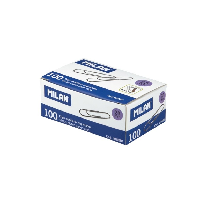 Milano Scatola di 100 fermagli nichelati 28 mm