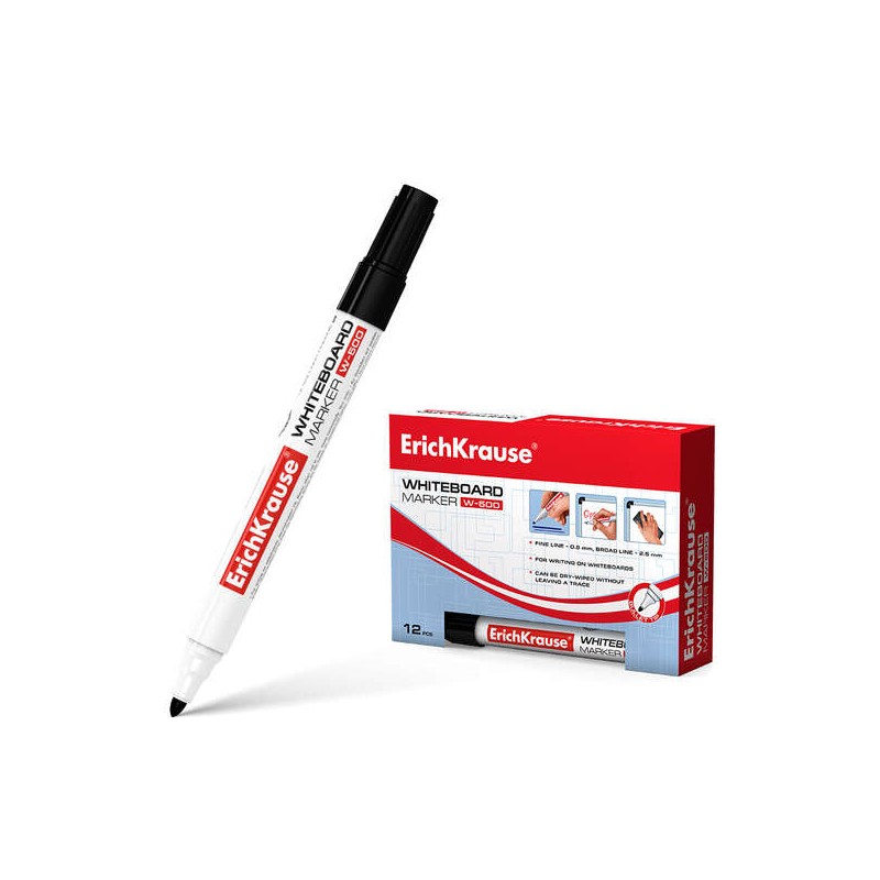 Erichkrause W-500 Penna per lavagne bianche - Punta a proiettile - Linea da 0.8 a 2.5 mm - Inchiostro a base di alcol - 