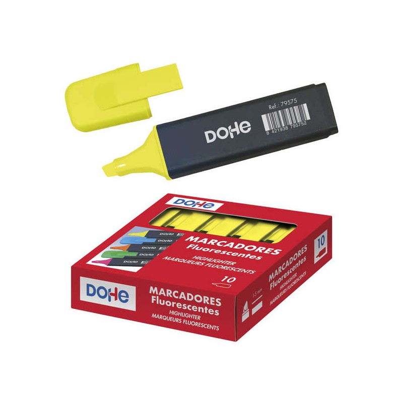Marcatore fluorescente Dohe - Punta smussata da 1 a 5 mm - Clip a cappuccio - Adatto a tutti i tipi di carta - Colore gi