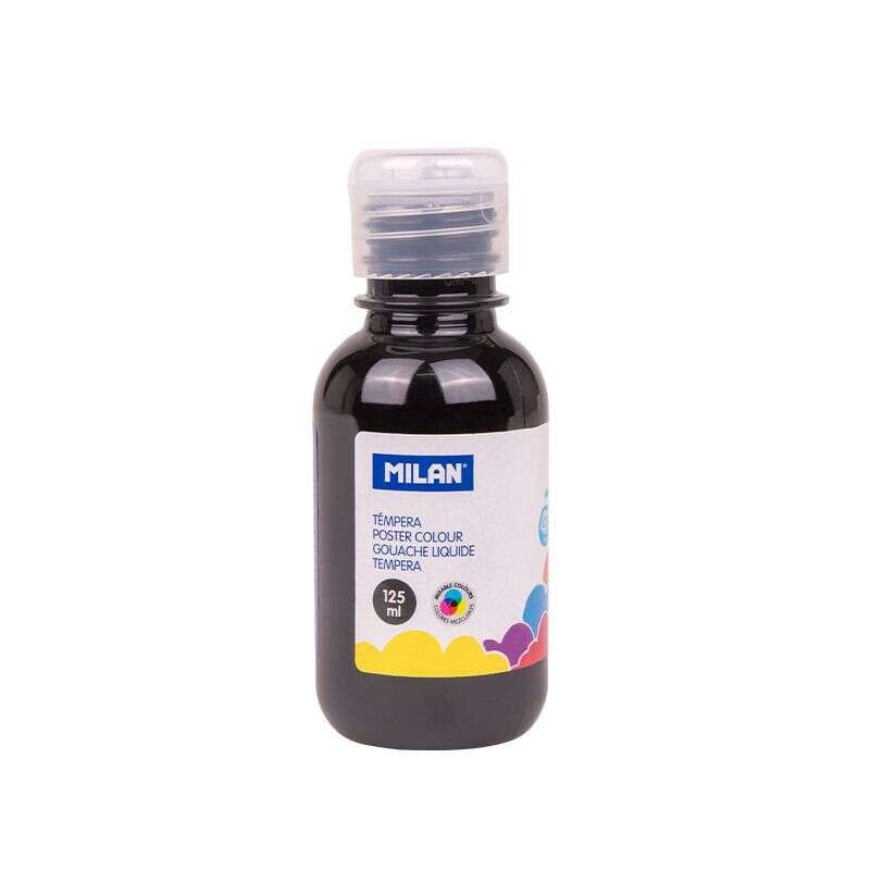 Bottiglia di tempera Milano 125ml - 125ml - Tappo dosatore - Asciugatura rapida - Miscelabile - Colore nero