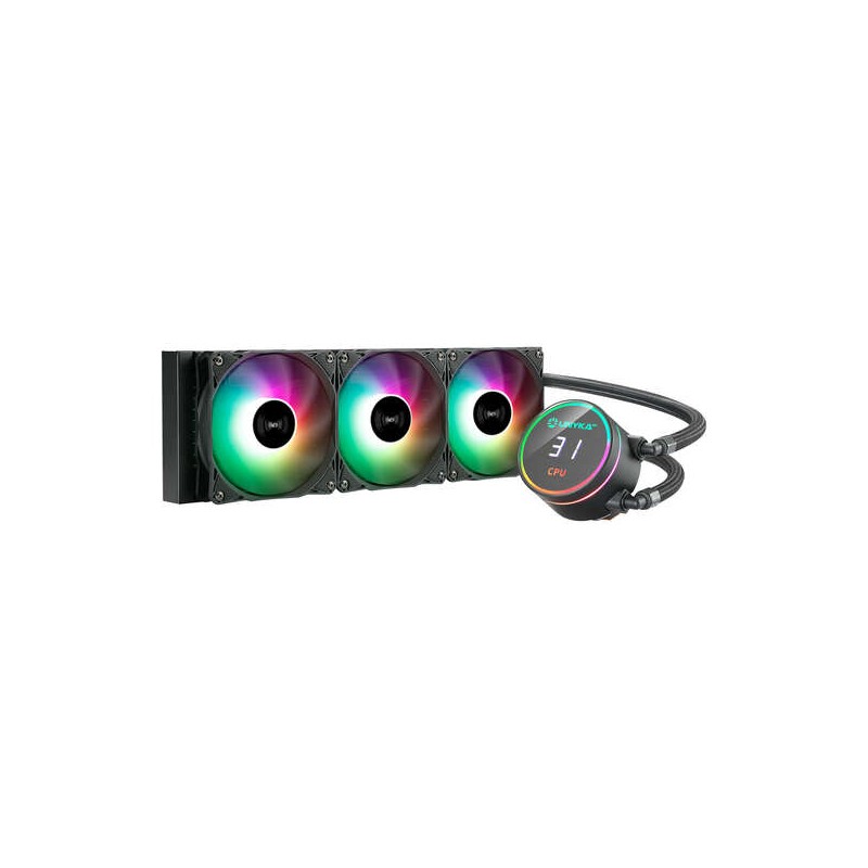 Kit di raffreddamento a liquido Unykach Aquastorm 360 - 3 ventole da 120 mm - Illuminazione RGB - Visualizzazione della 