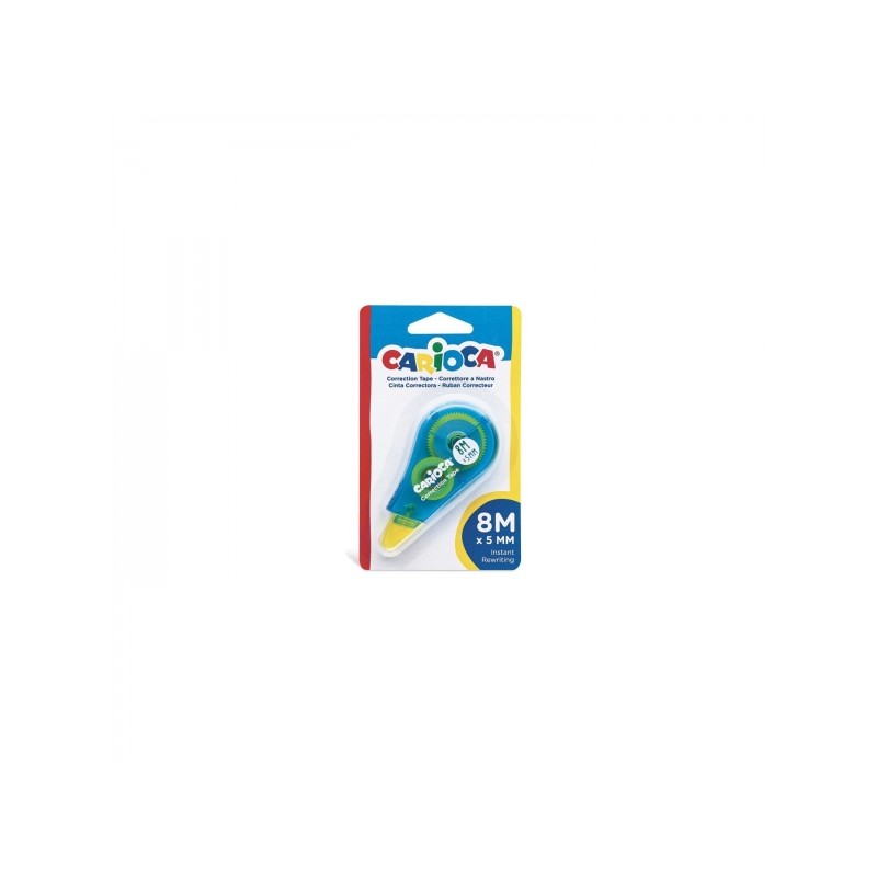 Correttore a nastro Carioca 8mx5mm - Ideale per qualsiasi tipo di carta - Colore bianco