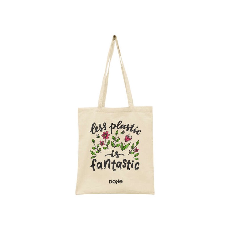 Dohe Large Totebag in 50% cotone riciclato e organico 220g/m2 - Manici lunghi - Sostenibile e rispettosa dell'ambiente -