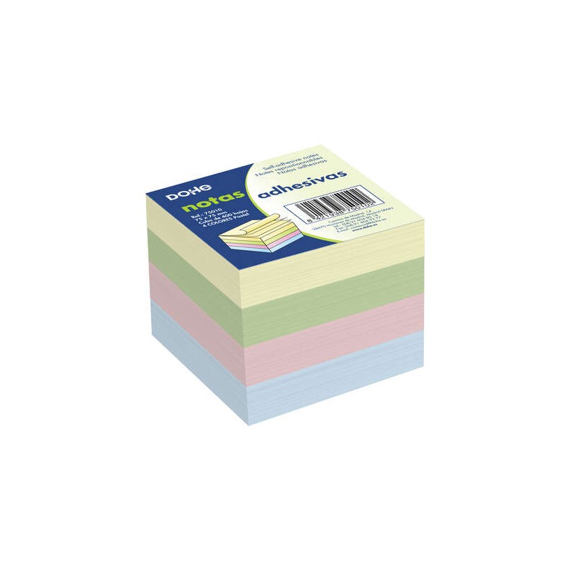 Dohe Cubo di 400 foglietti riposizionabili - Formato 75x75 mm - Carta da 75 g/m² - Ideale per l'ufficio e la scuola - C