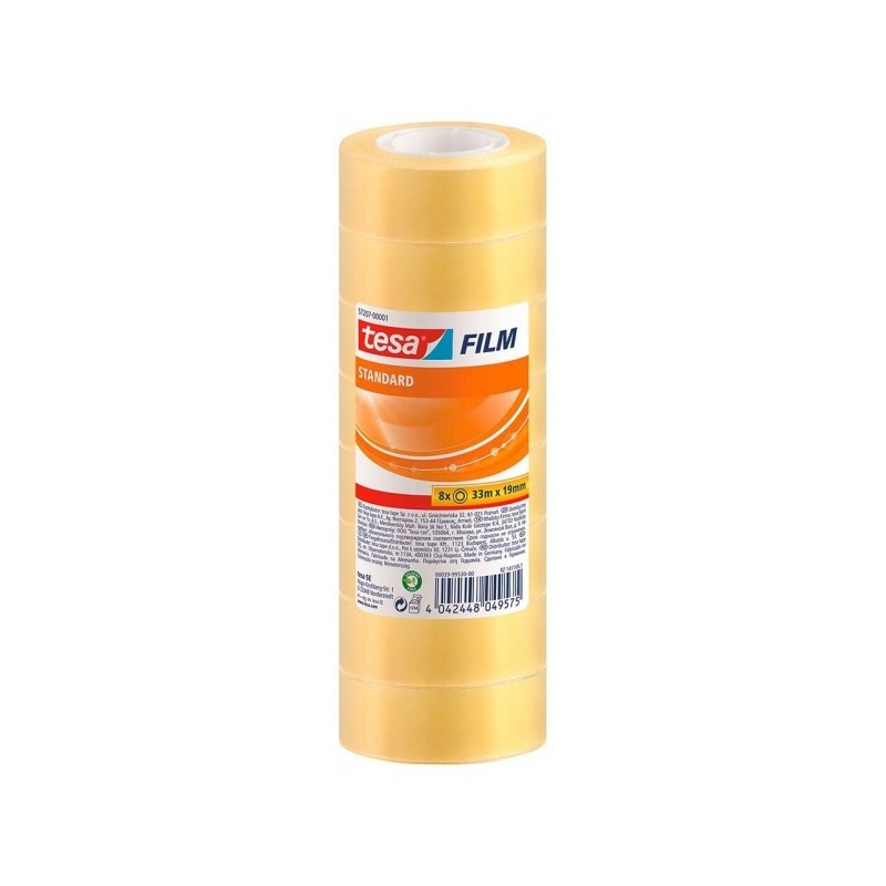 Tesa Tesafilm Standard Confezione da 8 nastri autoadesivi trasparenti 19mmx33m - Buona adesione ed elevata resistenza ai