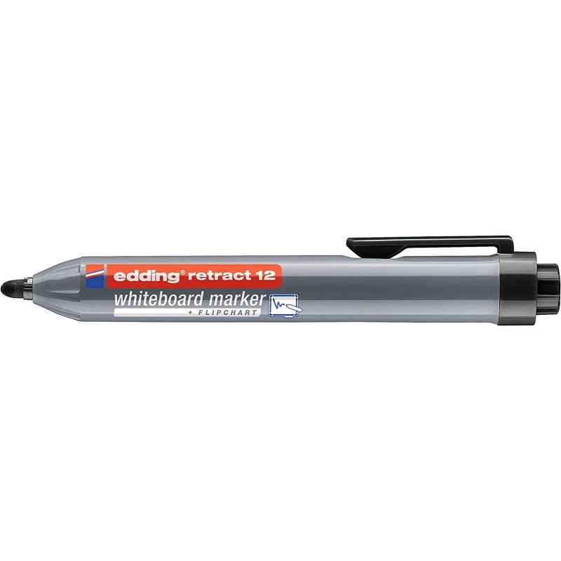 Edding Retract 12 Penna retrattile per lavagne bianche - Punta tonda - Da 1.5 a 3 mm - Ricaricabile - Asciugatura rapida
