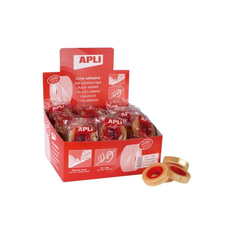 Apli Display da 55 nastri adesivi trasparenti 12 mm x 33 m