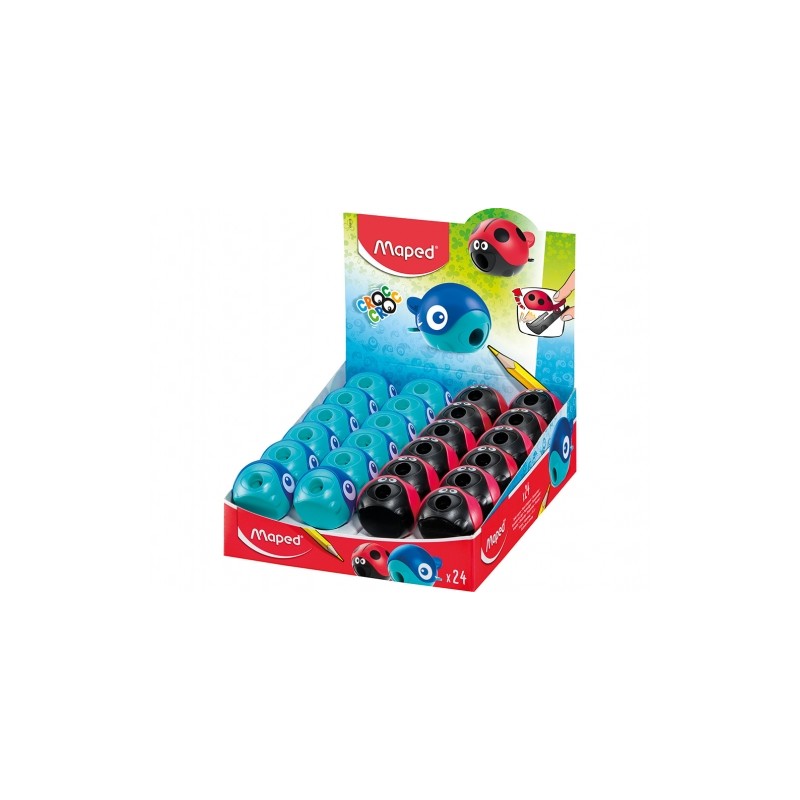 Maped Croc Croc temperamatite a 1 foro con serbatoio - Divertenti disegni di coccinelle e balene