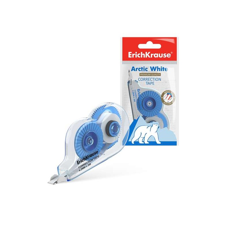 Erichkrause Nastro di correzione bianco artico - 4.2 mm x 5 m - Asciugatura immediata - Uso ambidestro - Colore bianco