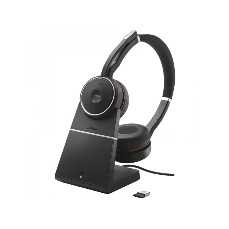 Cuffie Jabra Evolve 75 SE UC con doppio microfono Bluetooth + supporto di ricarica USB - Voce HD - Cancellazione del rum