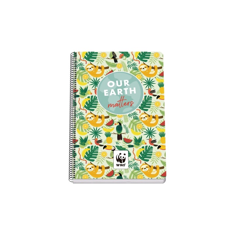 Dohe WWF Tropic Spiral Notebook Folio 80 fogli quadrati da 4 mm con margine - Copertina rigida stampata a colori e lamin