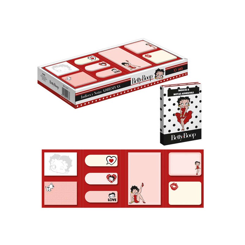 Dohe Betty Boop Display per indici e note adesive - Set di 10 - Prestampato a colori - Adesivo potente - Ideale per segn