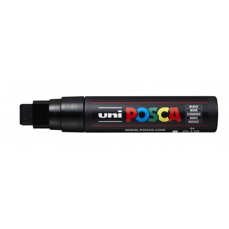 Pennarello Posca PC-17K - Punta in poliestere smussata da 15 mm - Linea molto spessa - Inchiostro a base d'acqua - Resis