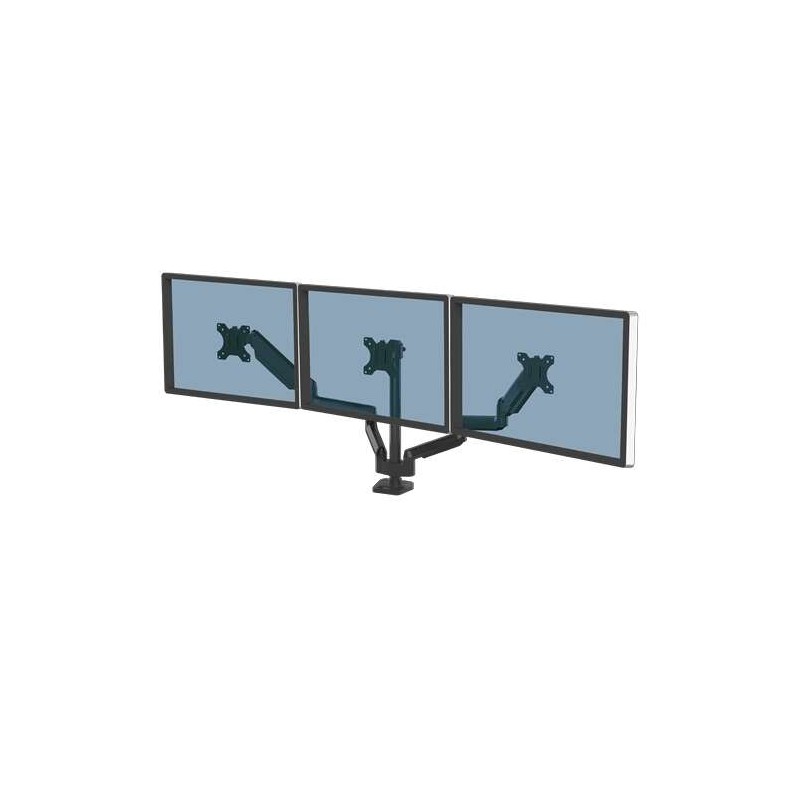 Braccio per monitor triplo Fellowes Platinum Series - Fino a 27 e 7 kg - 2 porte USB - Regolabile con molla a gas - Sist