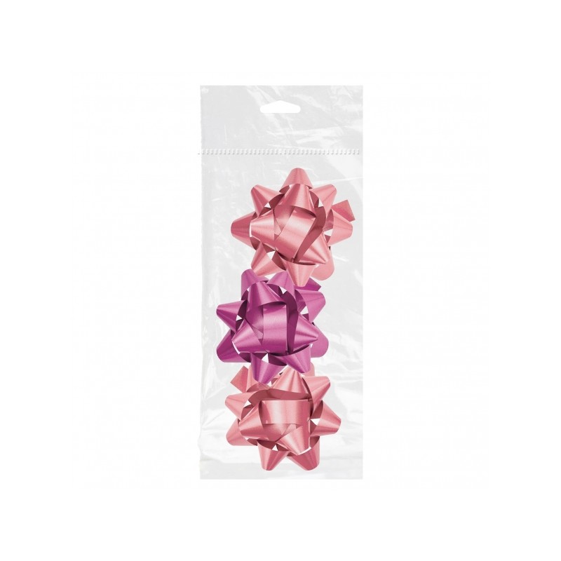 Dohe Chic Confezione da 3 fiocchi a forma di stella - misura 8 cm - colore rosa