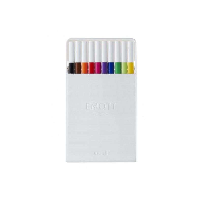 Uni-ball PEM-SY Set Nº1 Emott Essential Colours Confezione da 10 pennarelli a tratto fine - Punta da 0.4 mm - Inchiostr