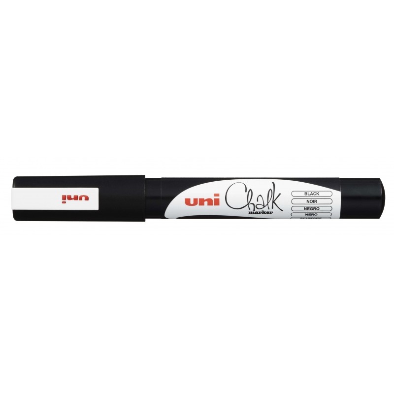Uni-ball PWE-3MS Marcatore a gesso liquido - Punta conica 0.7 mm - Cancellabile - Resistente alla pioggia - Colore nero