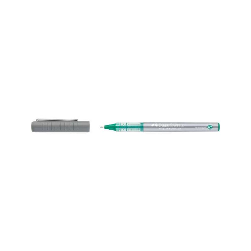Penna a sfera Faber-Castell Roller Free Ink - Punta conica 0.7 mm - Larghezza linea fine - Clip in metallo - Colore verd