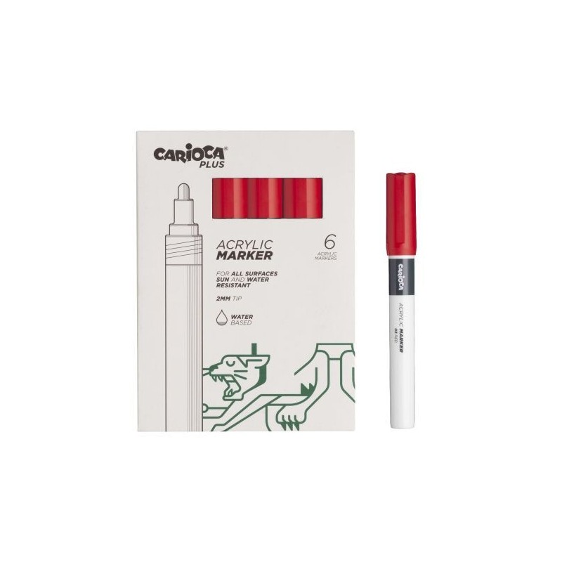 Carioca Plus 6 confezioni di pennarelli acrilici - Punta 2 mm - Colore rosso