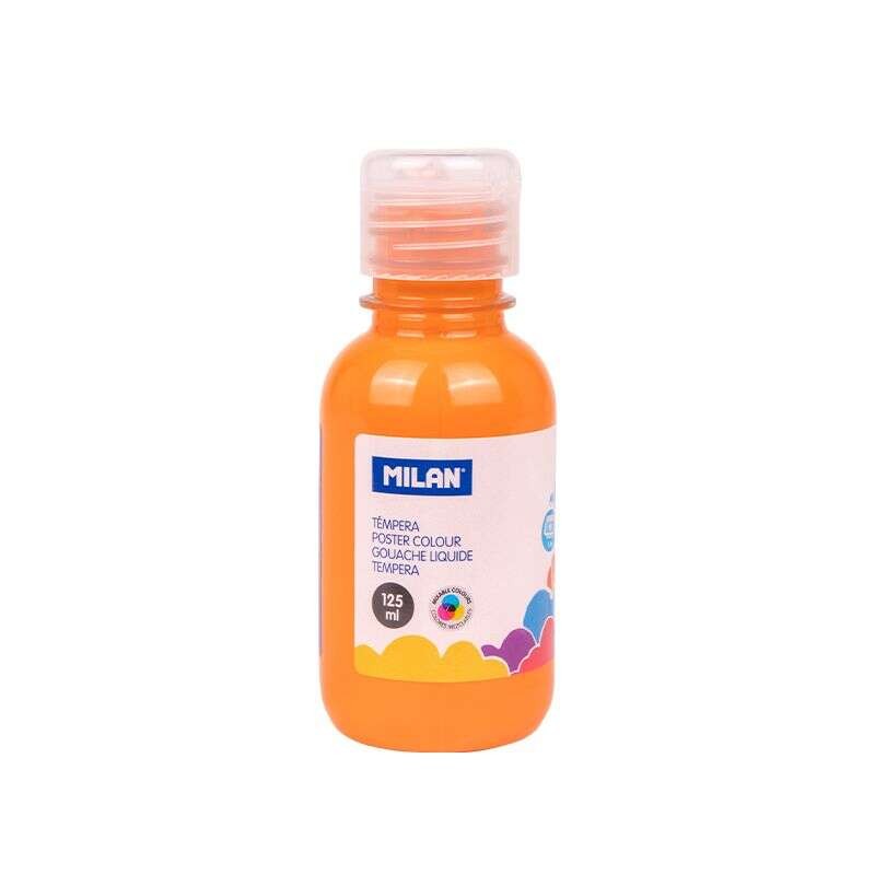 Milano Flacone di tempera da 125 ml - Tappo dosatore - Asciugatura rapida - Miscelabile - Colore arancione