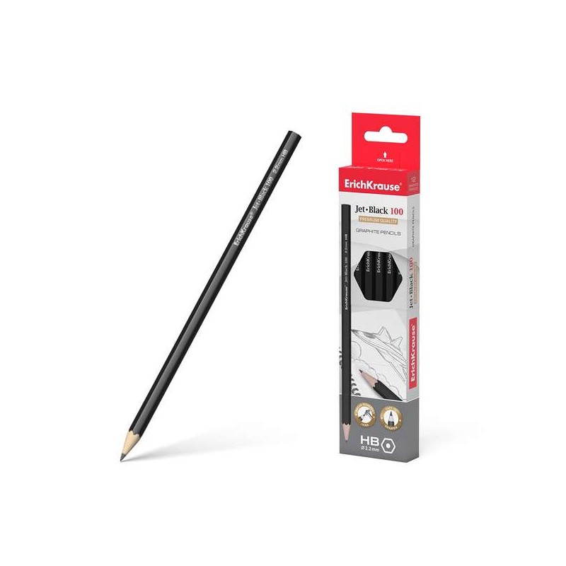 Erichkrause Jet Black 100 Matita di grafite HB esagonale - Colore nero