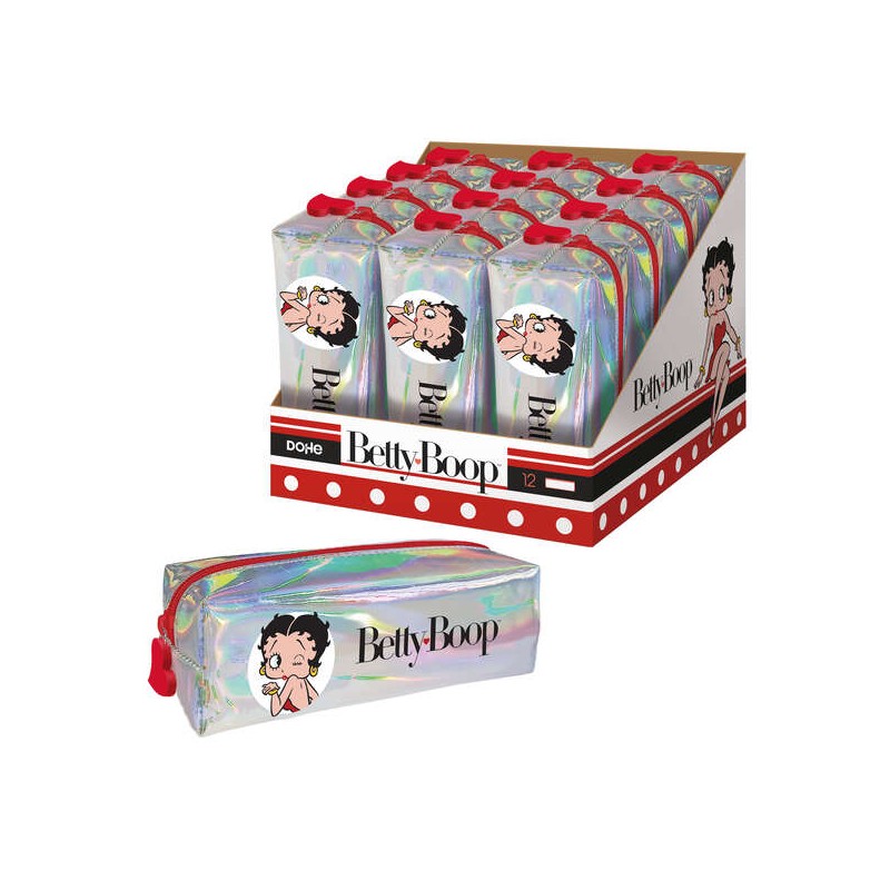 Dohe Display di 12 Porta Nastri Quadrati Lucidi Betty Boop - 200 mm - Materiale flessibile e resistente - Chiusura a cer