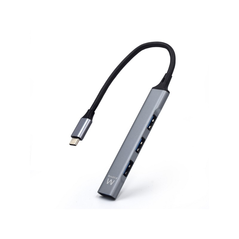 Hub USB Type-C Ewent EW1145 - 1 porta USB 3.2 e 3 porte USB 2.0 - Design compatto - Colore argento